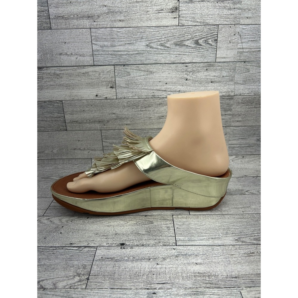 FitFlop Iqushion Ergonomic Fringe Gold Thong‎ Sandals US 7 EUR 38 - Picture 4 of 12